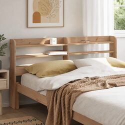 Value-Driven Headboard with Shelves, 120 cm Pinewood