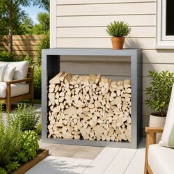 Firewood Rack Log Storage Holder Galvanised Steel 100x40x100cm Grey