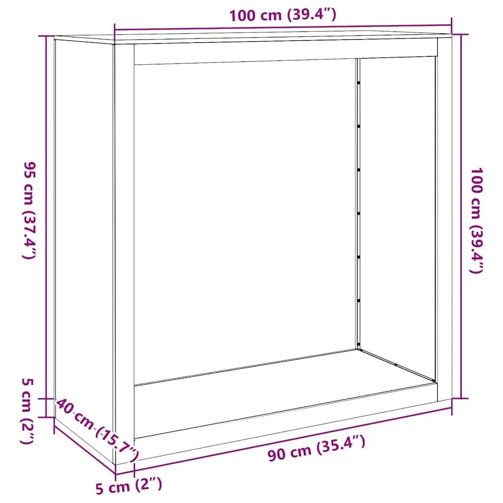 Firewood Rack Log Storage Holder Galvanised Steel 100x40x100cm Grey