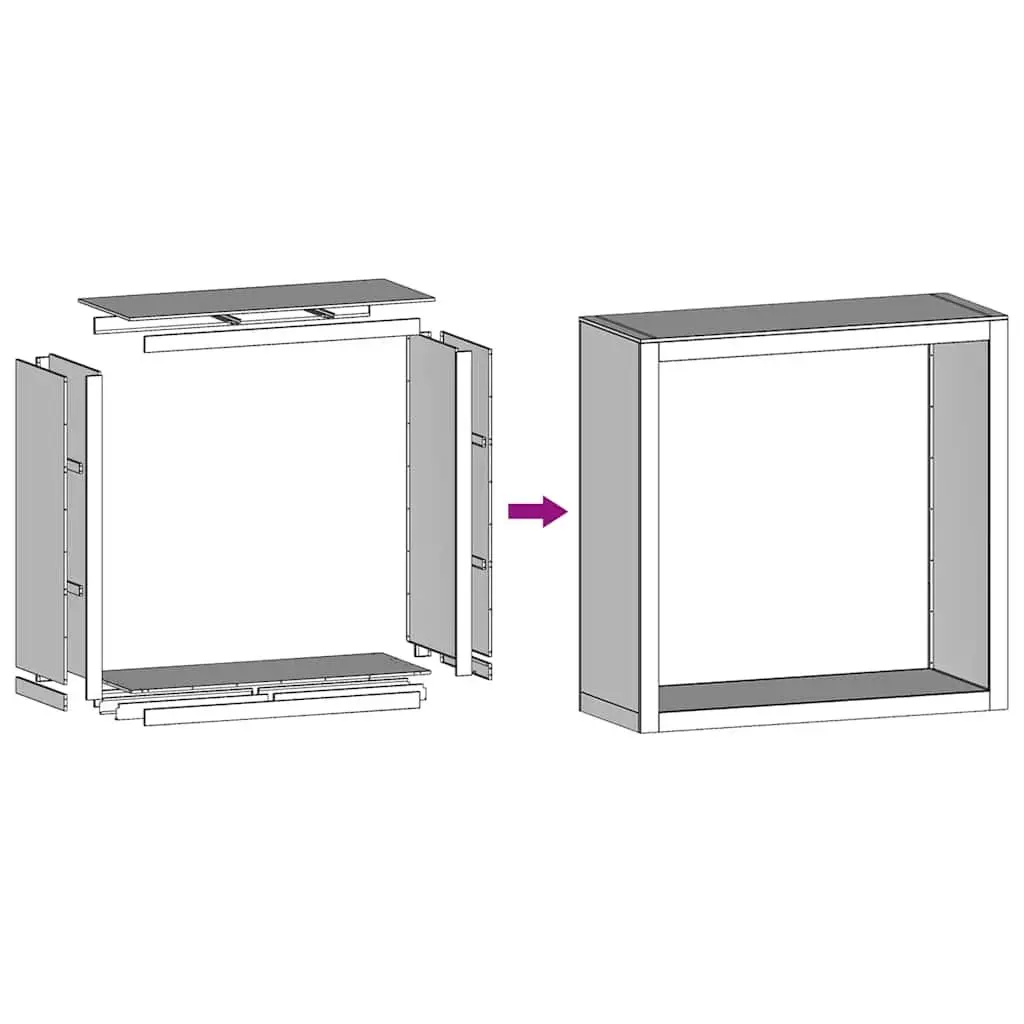Firewood Rack Log Storage Holder Galvanised Steel 100x40x100cm Grey
