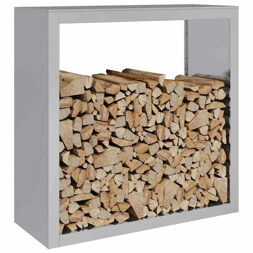 Firewood Rack Log Storage Holder Galvanised Steel 100x40x100cm Grey