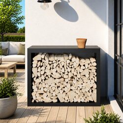 Reliable Firewood Storage: Black Steel Log Rack
