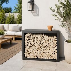 Reliable Steel Firewood Rack in Anthracite for Safe Storage