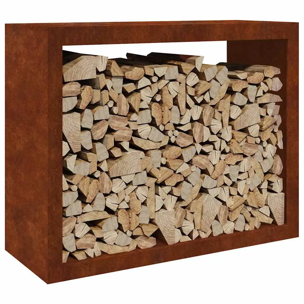 Firewood Rack Log Storage Stand Weathering Steel Brown 100 x 40 x 80 cm