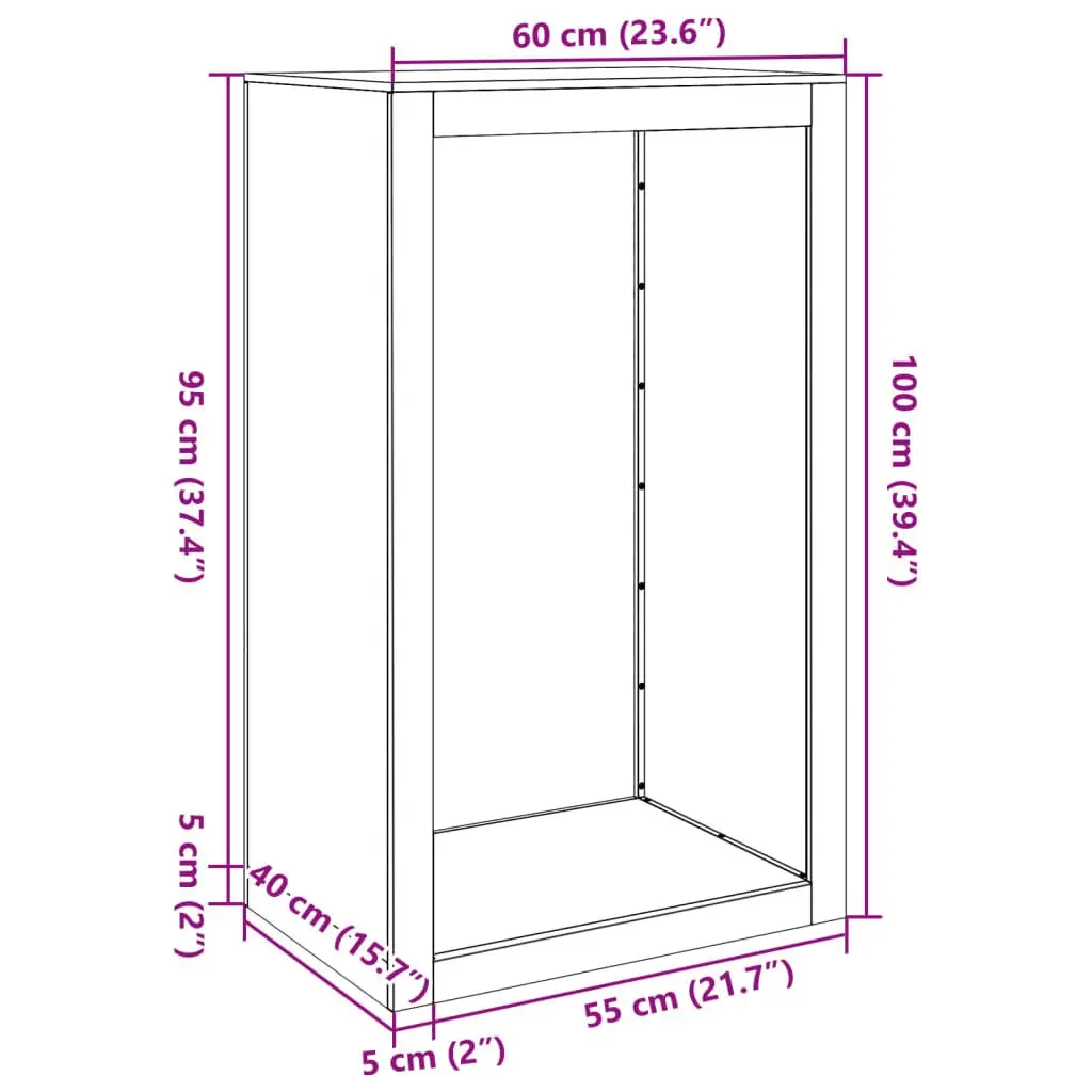 Firewood Rack Log Storage Stand Holder Black Steel 60 x 40 x 100 cm