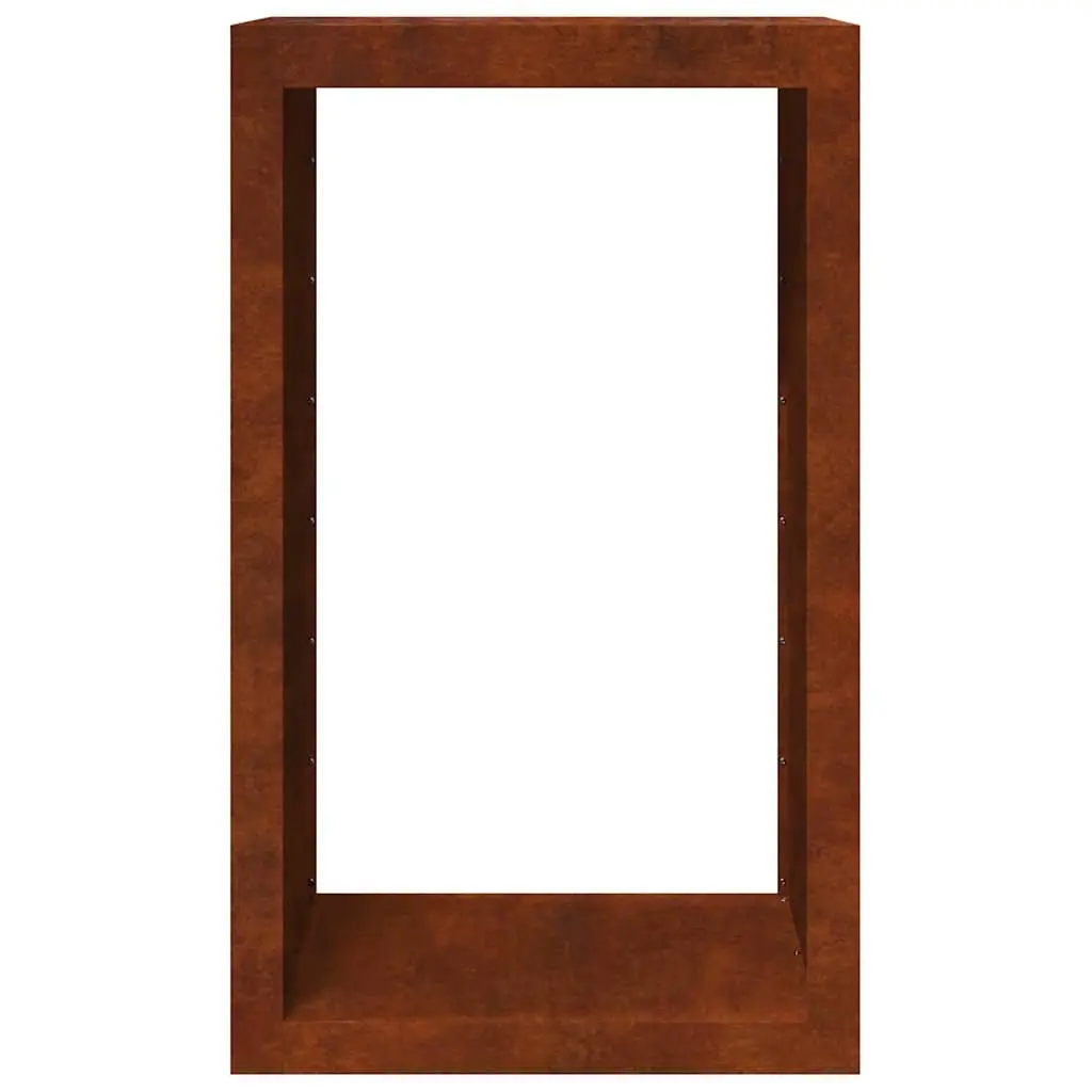 Log Holder Firewood Storage Rack Weathering Steel Brown 60x40x100cm Outdoor Fireplace