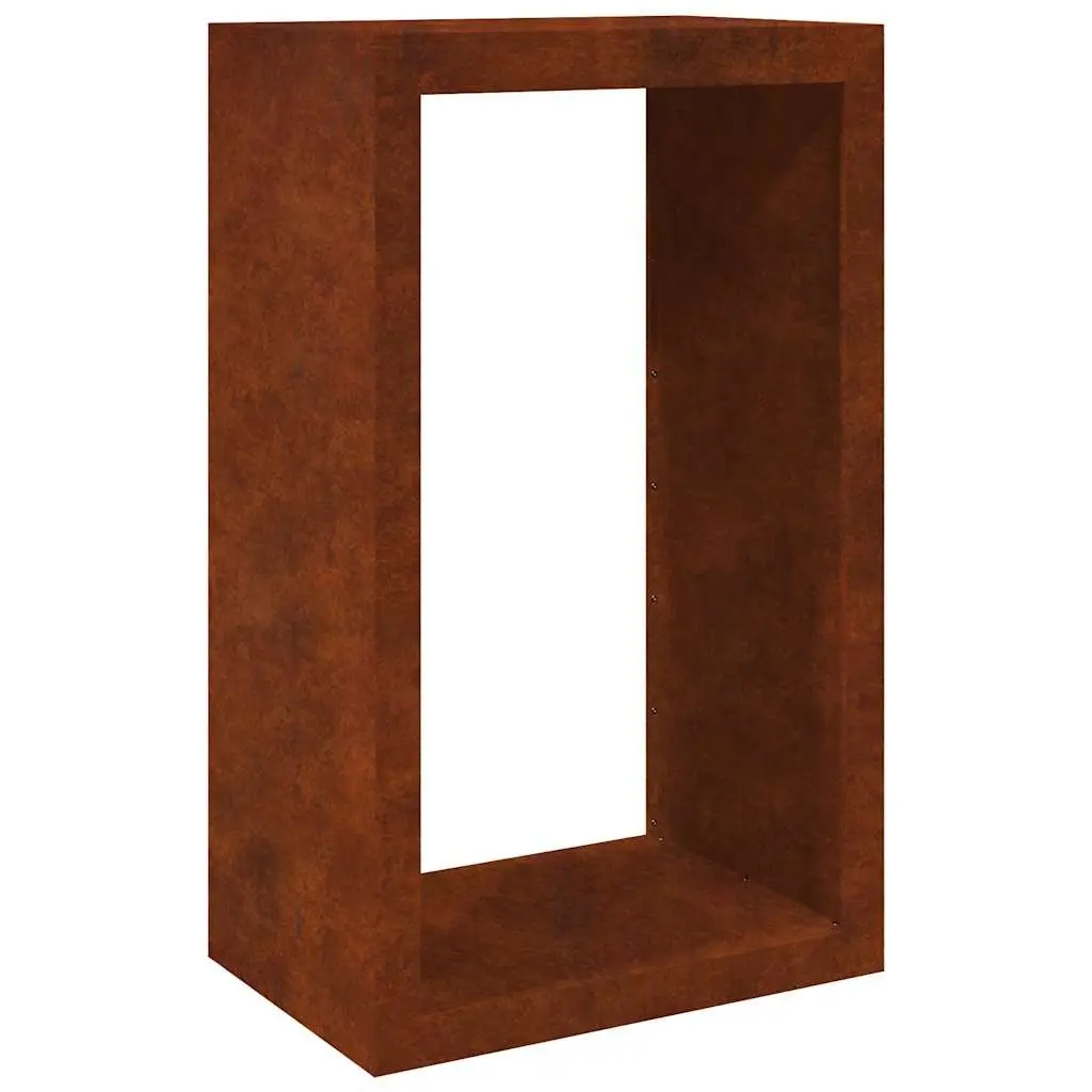 Log Holder Firewood Storage Rack Weathering Steel Brown 60x40x100cm Outdoor Fireplace