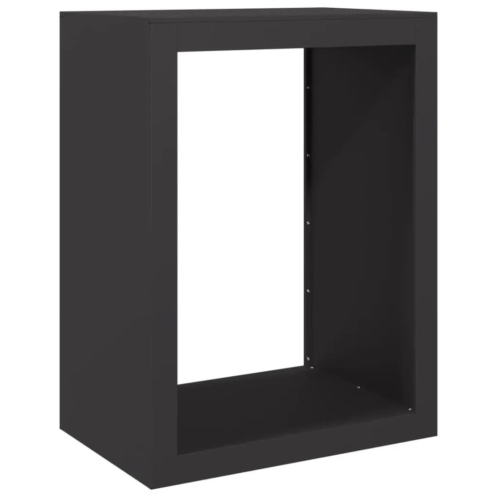 Firewood Rack Black Steel Log Holder Storage Stand 60 x 40 x 80 cm