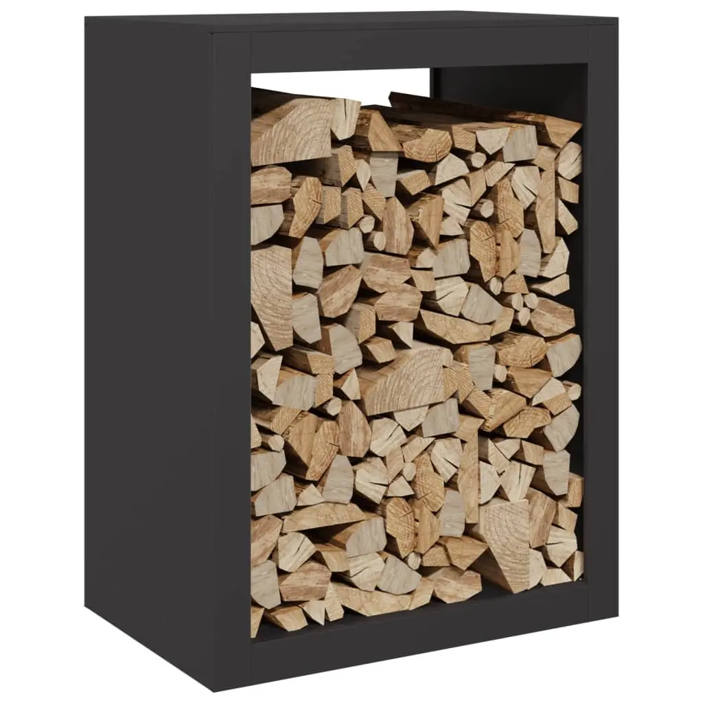 Firewood Rack Black Steel Log Holder Storage Stand 60 x 40 x 80 cm