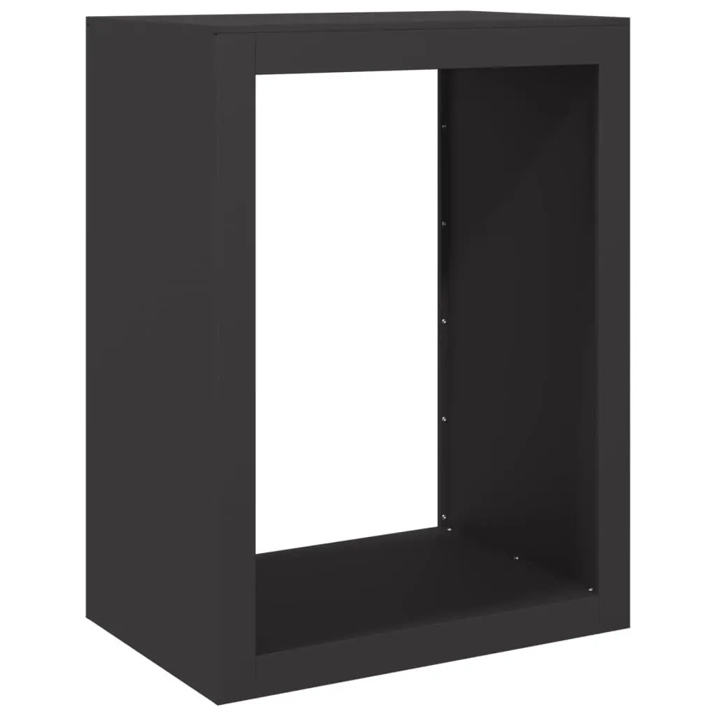 Firewood Rack Black Steel Log Holder Storage Stand 60 x 40 x 80 cm