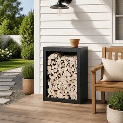 Firewood Rack Storage Log Holder Stand Steel Anthracite 60x40x80cm Fireplace