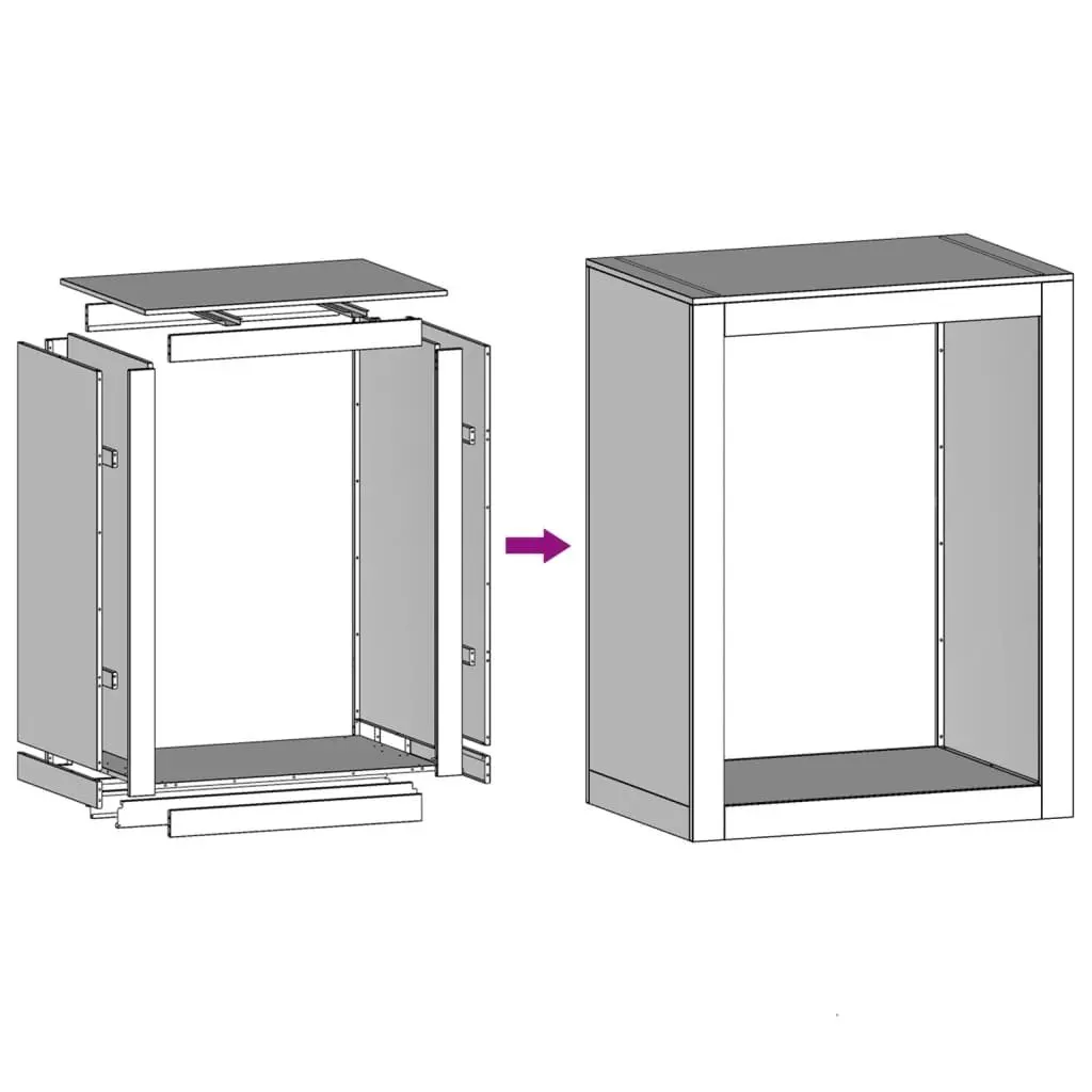 Anthracite Steel Firewood Rack 60x40x80cm