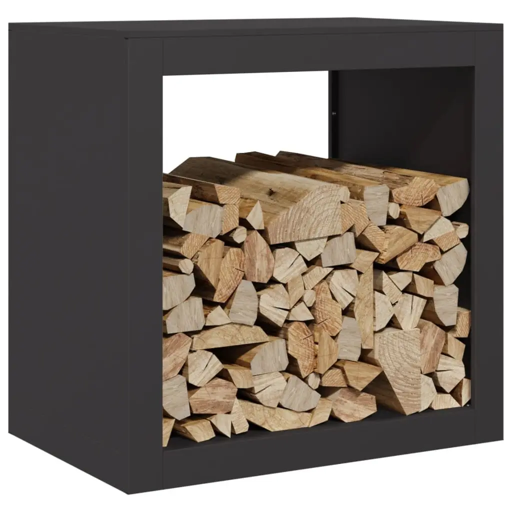 Firewood Rack Steel Log Storage Stand Outdoor 60 x 40 x 60 cm Black