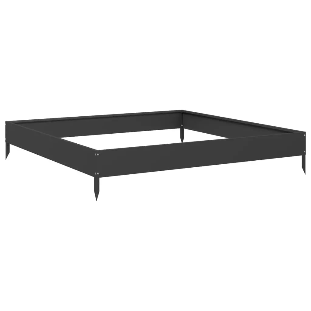 Raised Garden Bed Planter Box Steel Outdoor Flowers Vegetables Herbs Black 100 x 100 x 18.5 cm