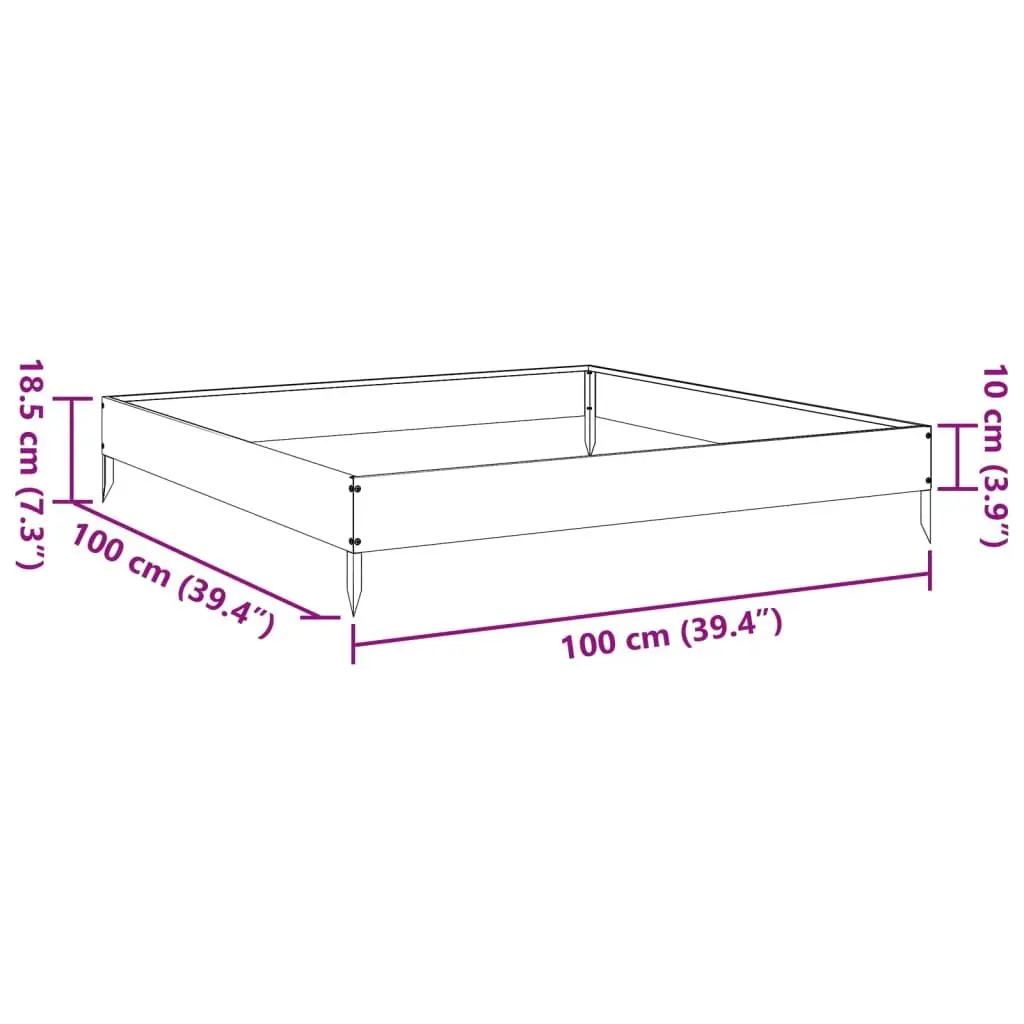 Raised Garden Bed Planter Box Steel Outdoor Flowers Vegetables Herbs Black 100 x 100 x 18.5 cm