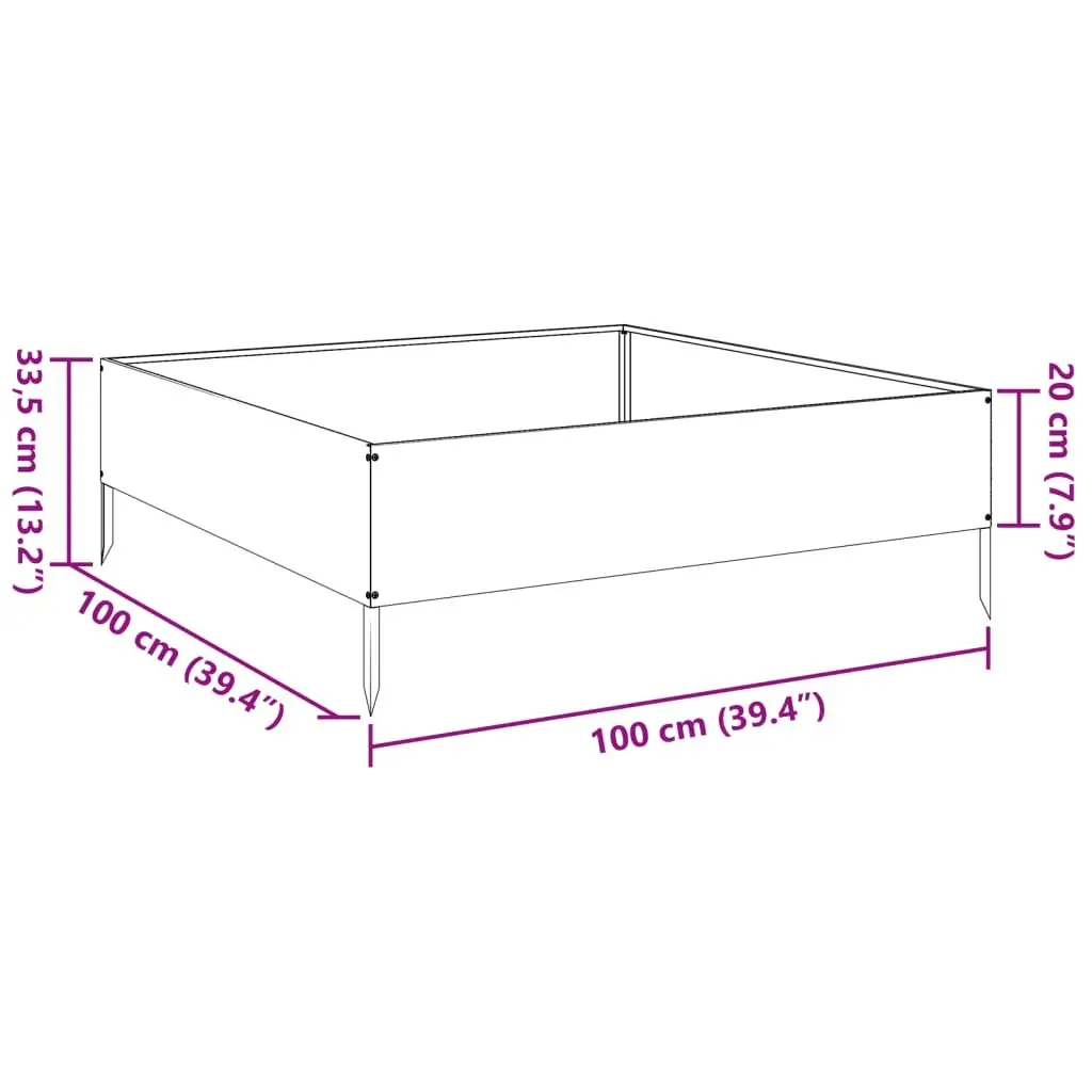 Raised Garden Bed Steel Outdoor Planter 100L x 100W x 33.5H cm Black