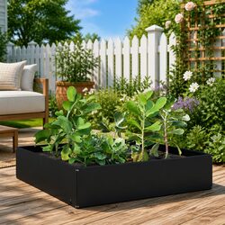 Reliable and Practical Black Steel Garden Raised Bed 100x100x41cm