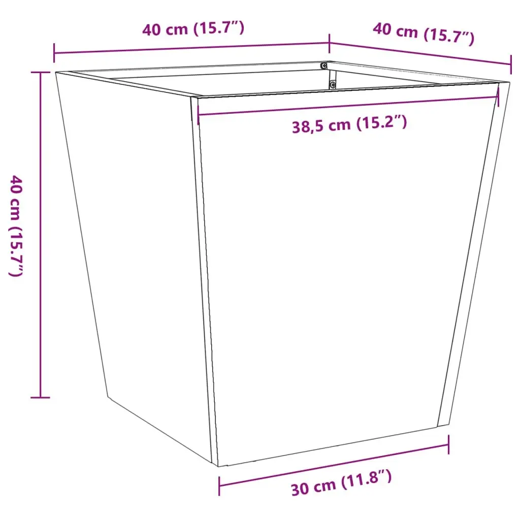 Garden Planter Box 40x40x40 cm Anthracite Steel Outdoor Pots Flowers Plants