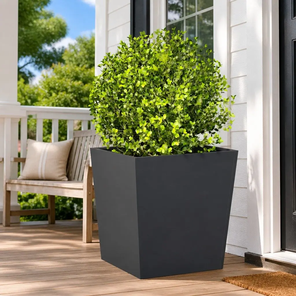 Garden Planters for Outdoor Use 50x50x50 cm Anthracite Steel Square Pot 2 Piece