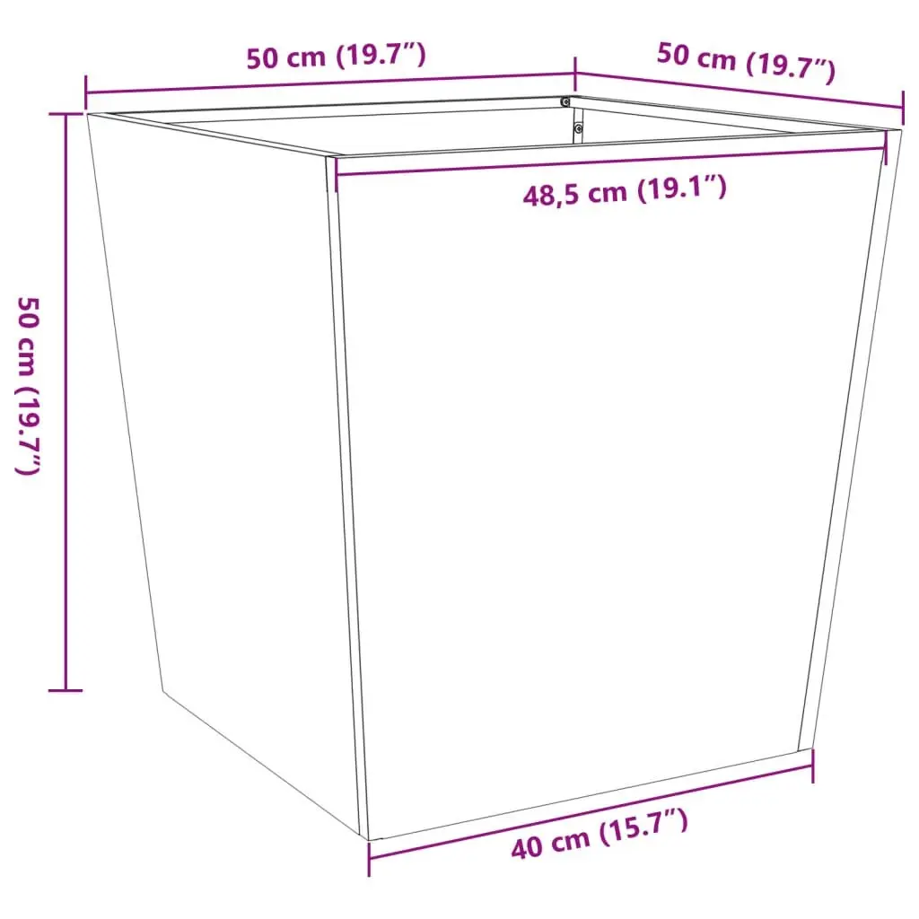 Garden Planters for Outdoor Use 50x50x50 cm Anthracite Steel Square Pot 2 Piece