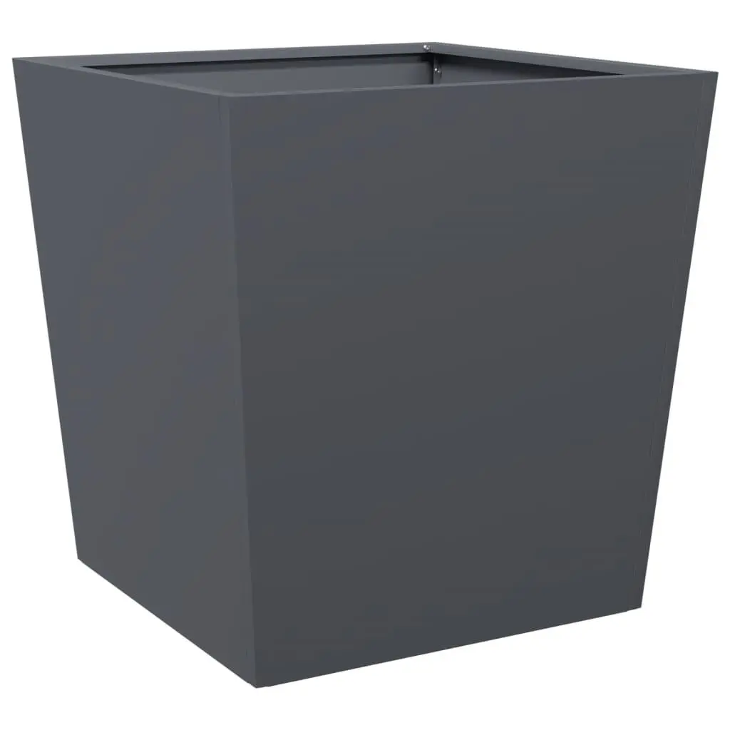Garden Planters for Outdoor Use 50x50x50 cm Anthracite Steel Square Pot 2 Piece
