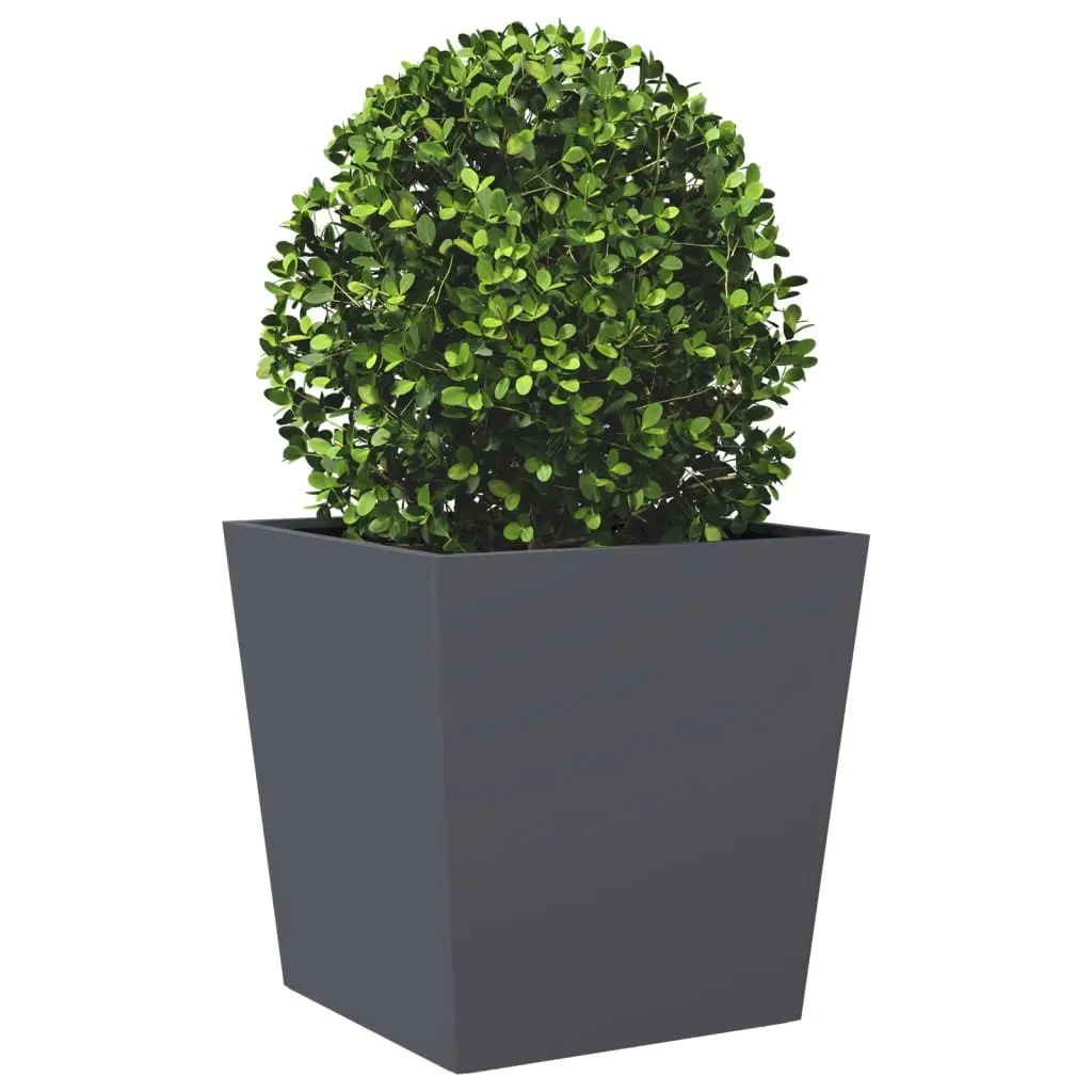 Garden Planters for Outdoor Use 50x50x50 cm Anthracite Steel Square Pot 2 Piece