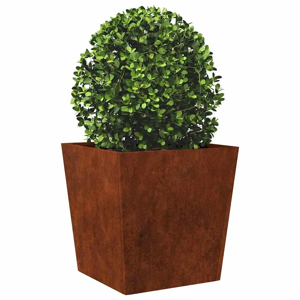 Garden Planters Outdoor Raised Planter 50x50x50 cm Weathering Steel Brown 2 Piece