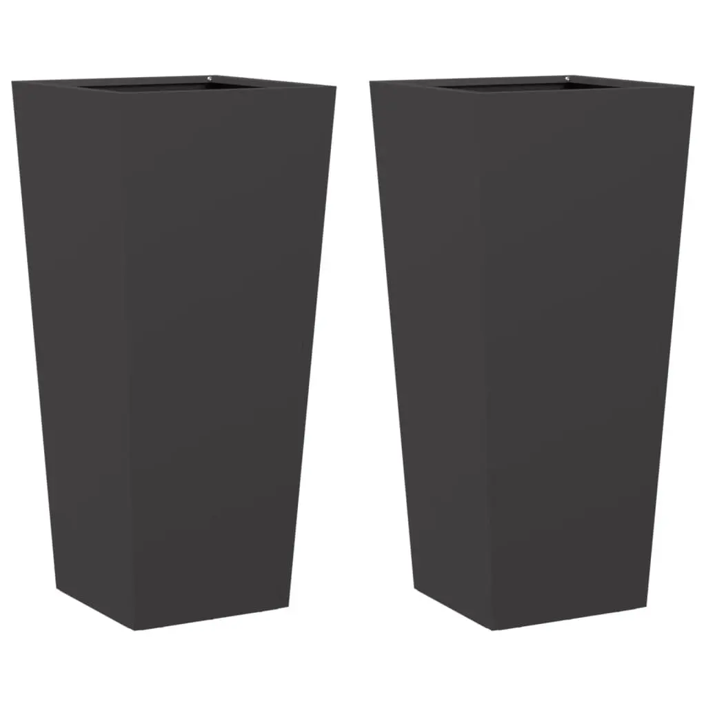 Garden Planters 2 pcs Black 35x35x75 cm Steel Outdoor Flower Pot