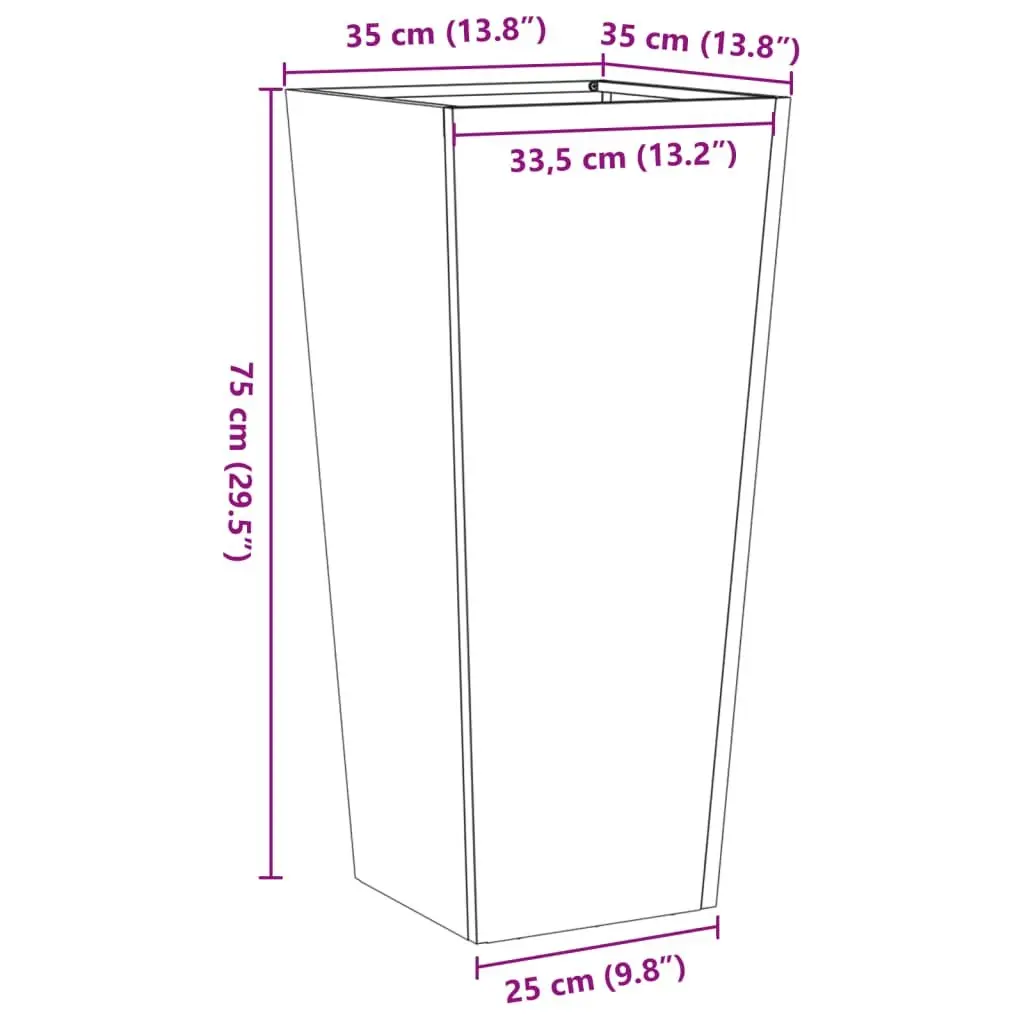 Garden Planters 2 pcs Steel Outdoor Pots 35x35x75 cm White for Flowers Plants Decor