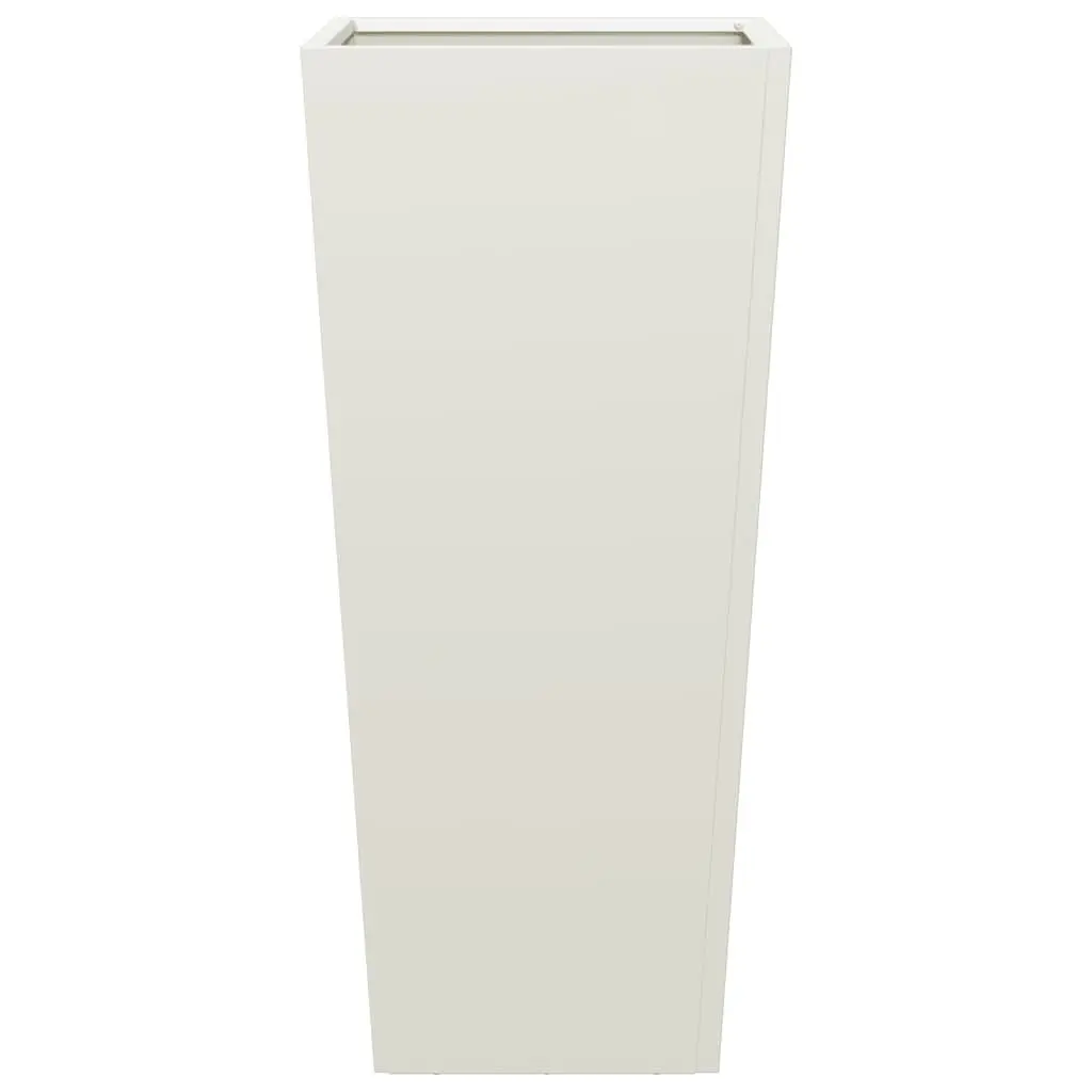 Garden Planters 2 pcs Steel Outdoor Pots 35x35x75 cm White for Flowers Plants Decor