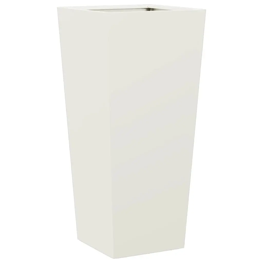 Garden Planters 2 pcs Steel Outdoor Pots 35x35x75 cm White for Flowers Plants Decor