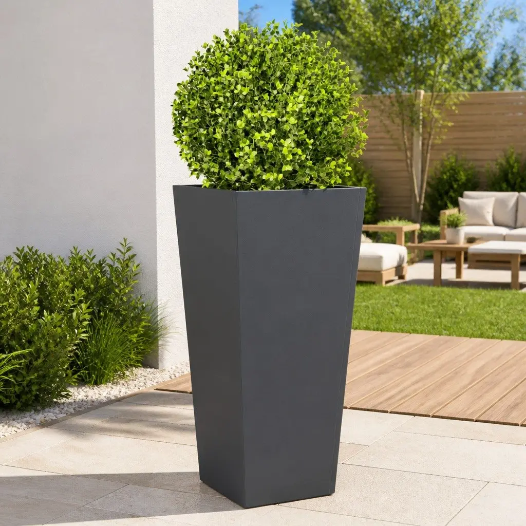 Garden Planters 2 pcs Anthracite 35x35x75 cm Steel Outdoor Pots