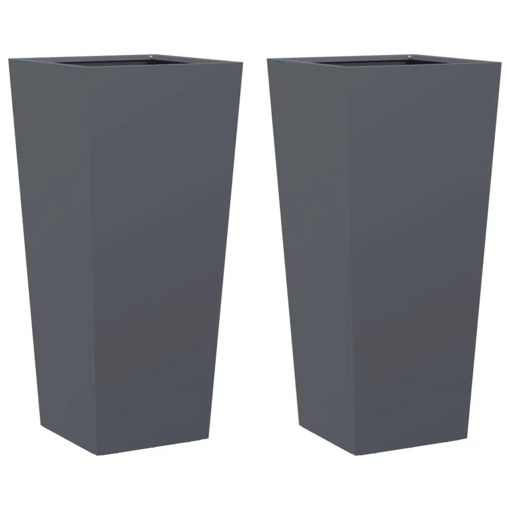 Garden Planters 2 pcs Anthracite 35x35x75 cm Steel Outdoor Pots
