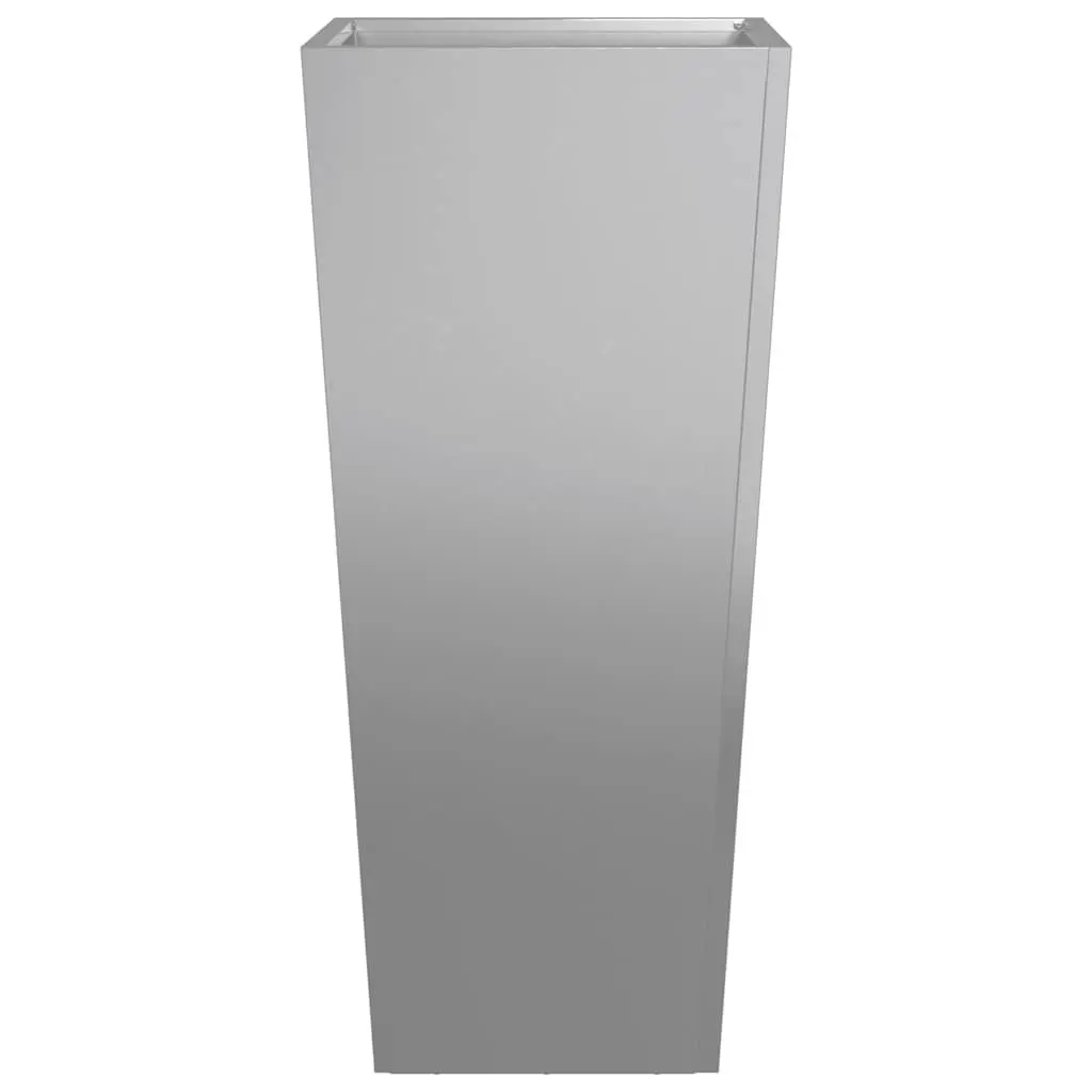 Garden Planters Outdoor Pots 35x35x75 cm Silver Galvanised Steel 2 Piece
