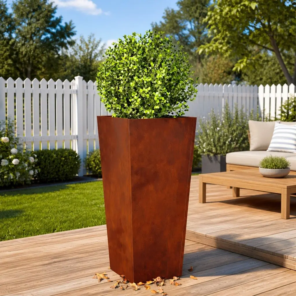 Garden Planters Outdoor Raised Planter Box 35 x 35 x 75 cm Weathering Steel Silver 2 pcs