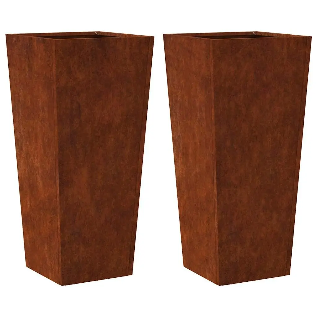 Garden Planters Outdoor Raised Planter Box 35 x 35 x 75 cm Weathering Steel Silver 2 pcs