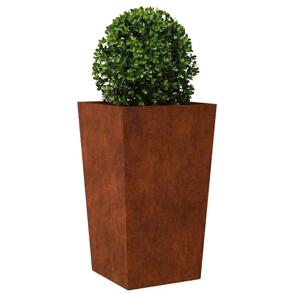 Garden Planter Outdoor Flower Pot 45x45x75 cm Weathering Steel Silver