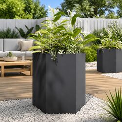 Reliable 2 pcs Black Hexagon Garden Planters for Growth
