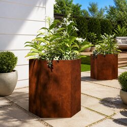 Garden Planters 2 pcs Hexagon 46x40x45 cm Raised Bed Weathering Steel Brown