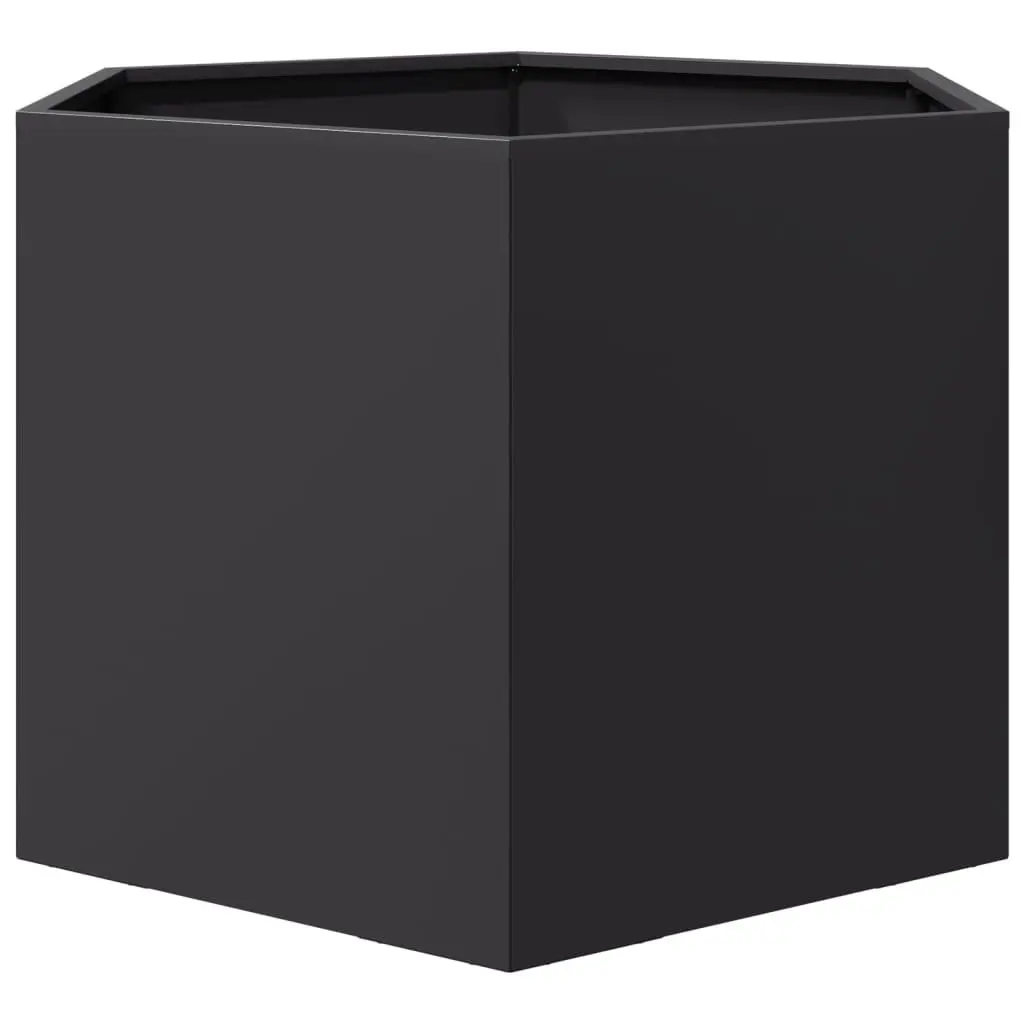 Garden Planter Hexagon Black Raised Bed Outdoor Plants Steel 69x60x45cm