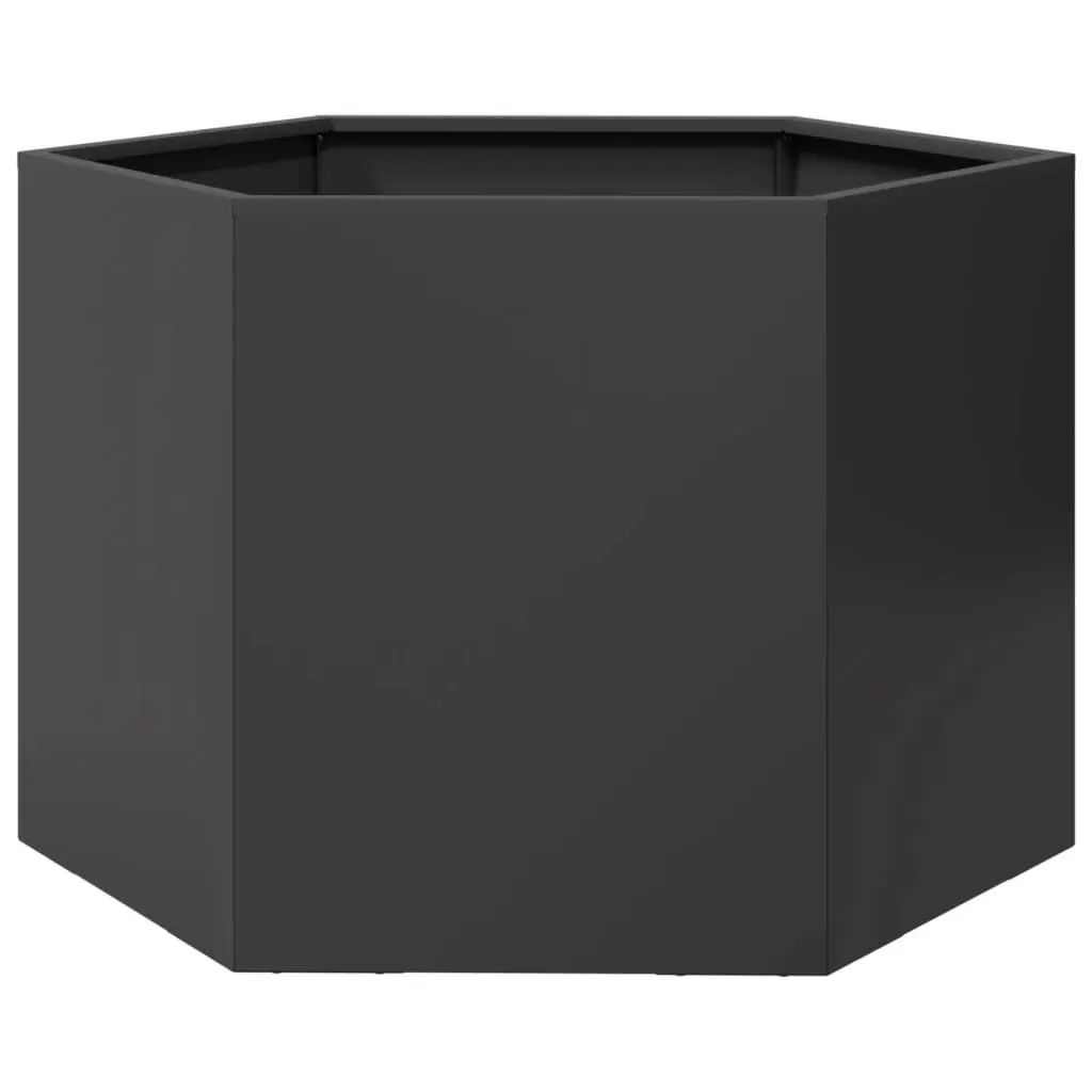 Garden Planter Hexagon Black Raised Bed Outdoor Plants Steel 69x60x45cm