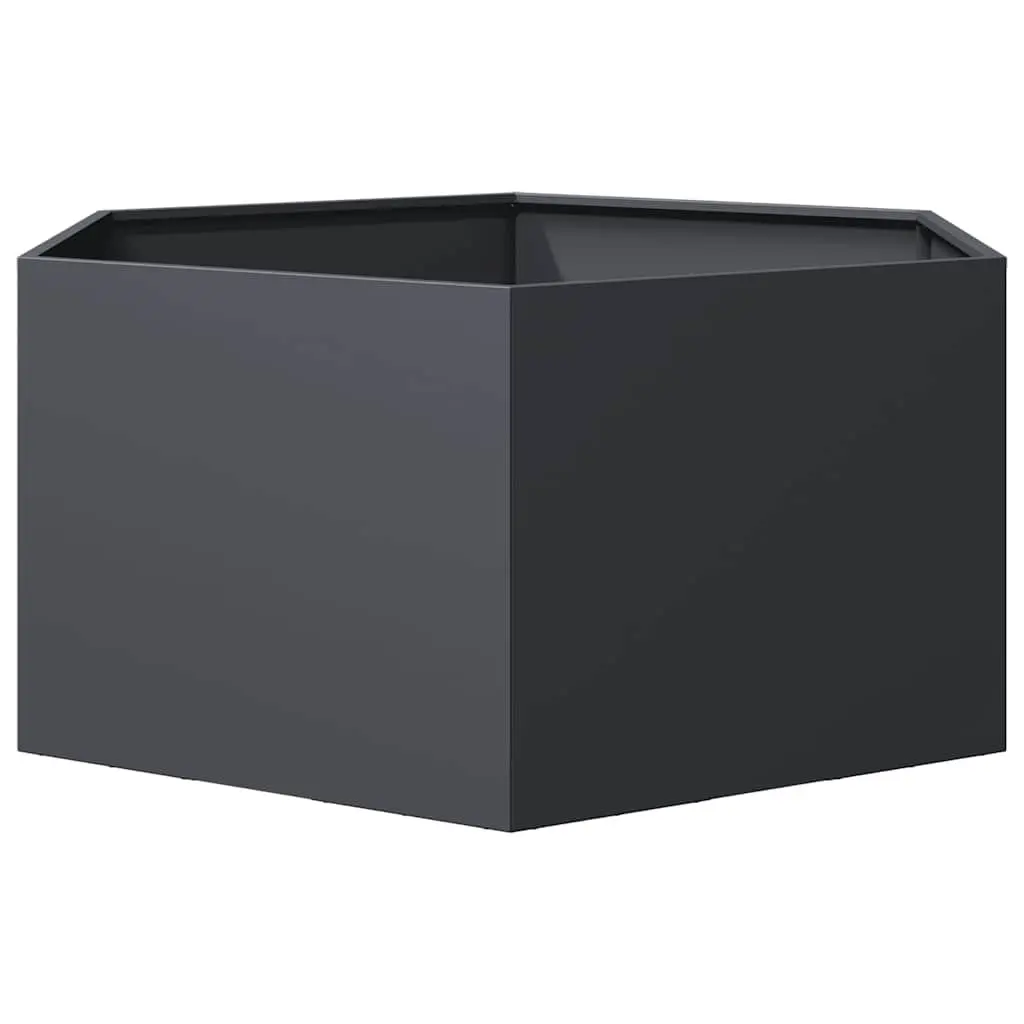Garden Planter Hexagon Raised Bed Outdoor Flowers Plants Steel Anthracite 104L x 90W x 45H cm
