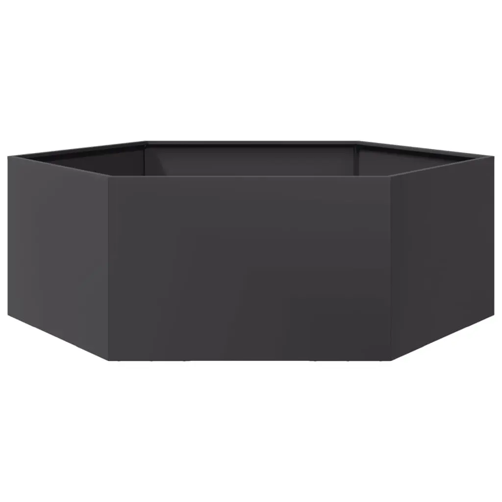 Hexagon Garden Planter Raised Bed Outdoor Flowers Plants Vegetables Herbs Black Steel 138x120x45cm