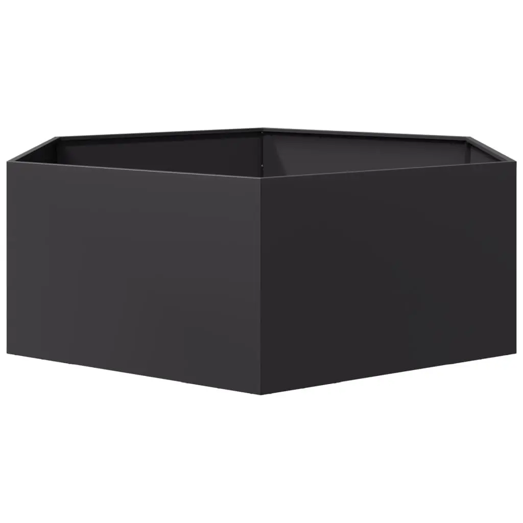 Hexagon Garden Planter Raised Bed Outdoor Flowers Plants Vegetables Herbs Black Steel 138x120x45cm