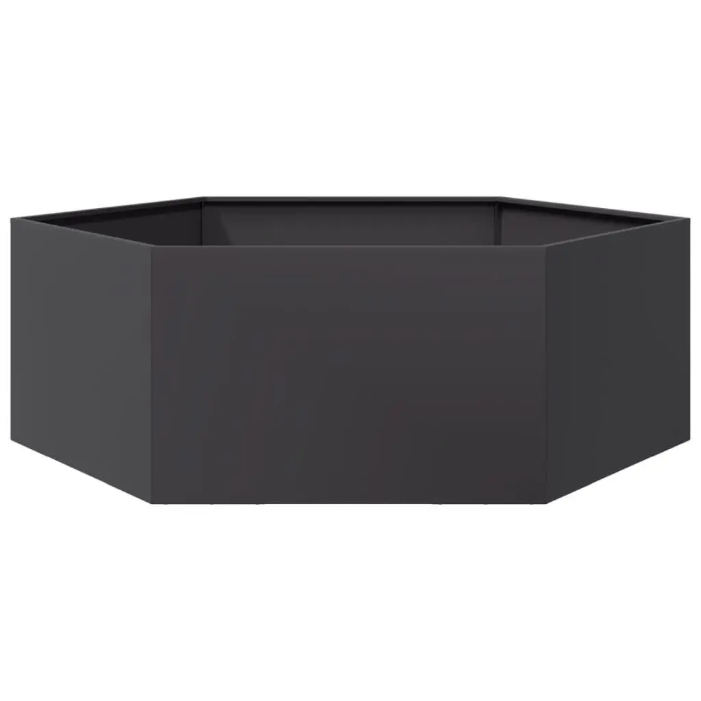 Hexagon Garden Planter Raised Bed Outdoor Flowers Plants Vegetables Herbs Black Steel 138x120x45cm