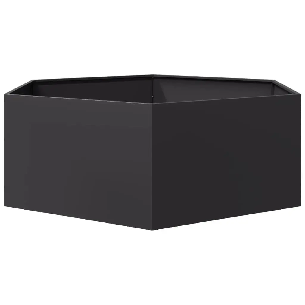 Hexagon Garden Planter Raised Bed Outdoor Flowers Plants Vegetables Herbs Black Steel 138x120x45cm