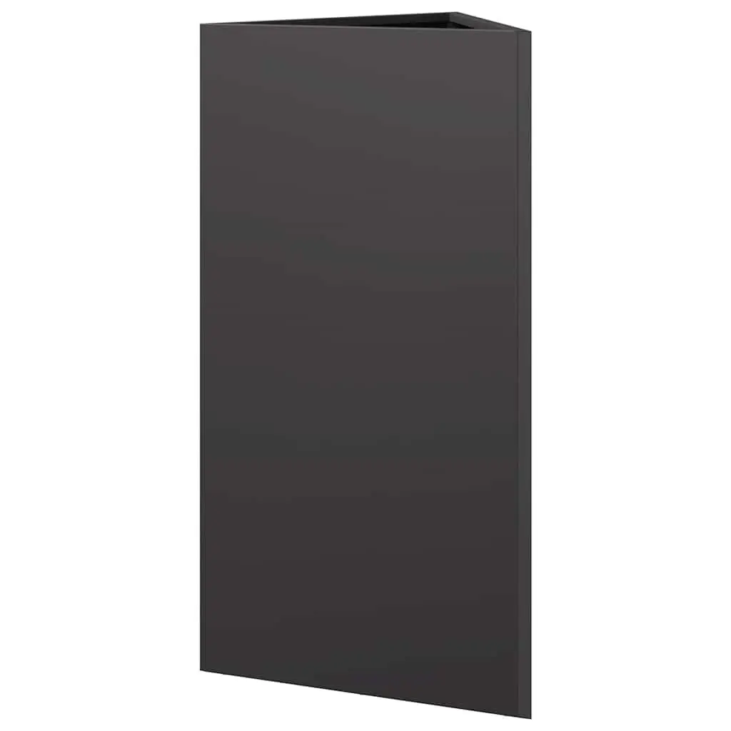 Garden Planter Triangular Black Steel 40x34.5x75cm Outdoor Pots Flowers Herbs