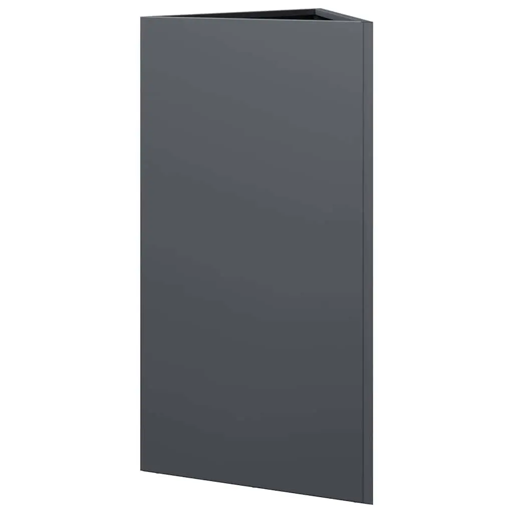 Garden Planter Triangular Steel Anthracite Outdoor Pot for Flowers and Plants 40 x 34.5 x 75 cm