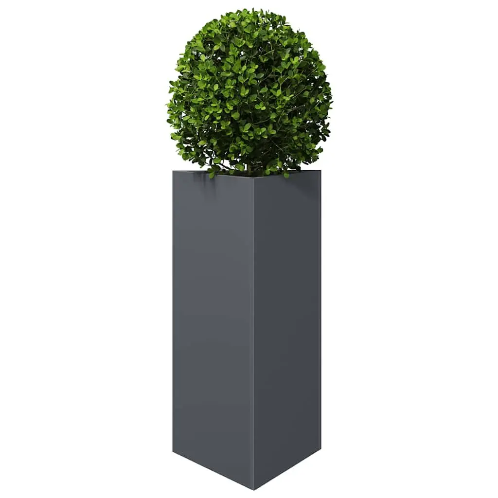 Garden Planter Triangular Steel Anthracite Outdoor Pot for Flowers and Plants 40 x 34.5 x 75 cm