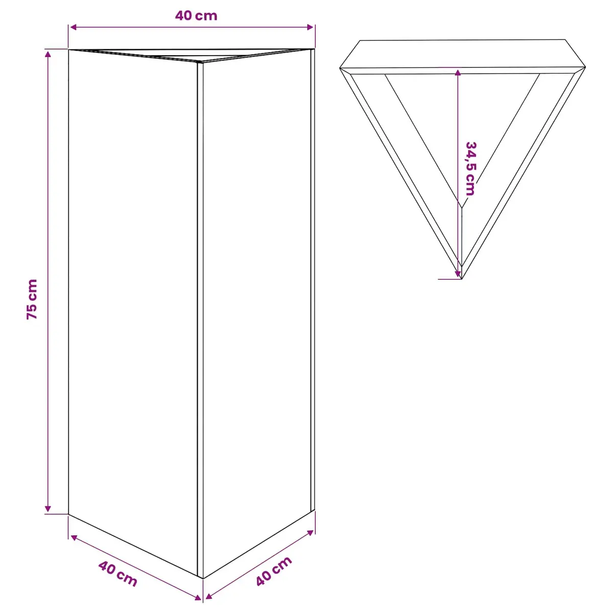 Garden Planter Triangular Steel Anthracite Outdoor Pot for Flowers and Plants 40 x 34.5 x 75 cm